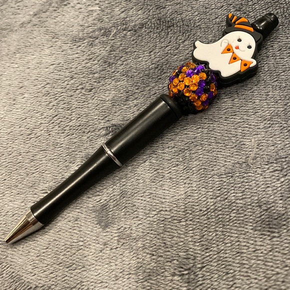 Cute Halloween Ghost Orange/Purple Sparkle Pen Writing Stationary Gift - Picture 1 of 2